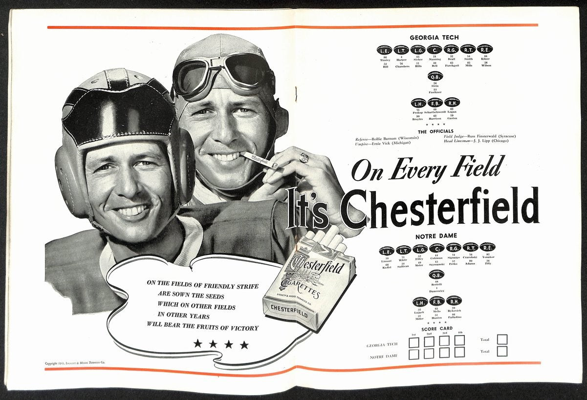 1943 Georgia Tech Vs Notre Dame  Vintage College Football Program 196443