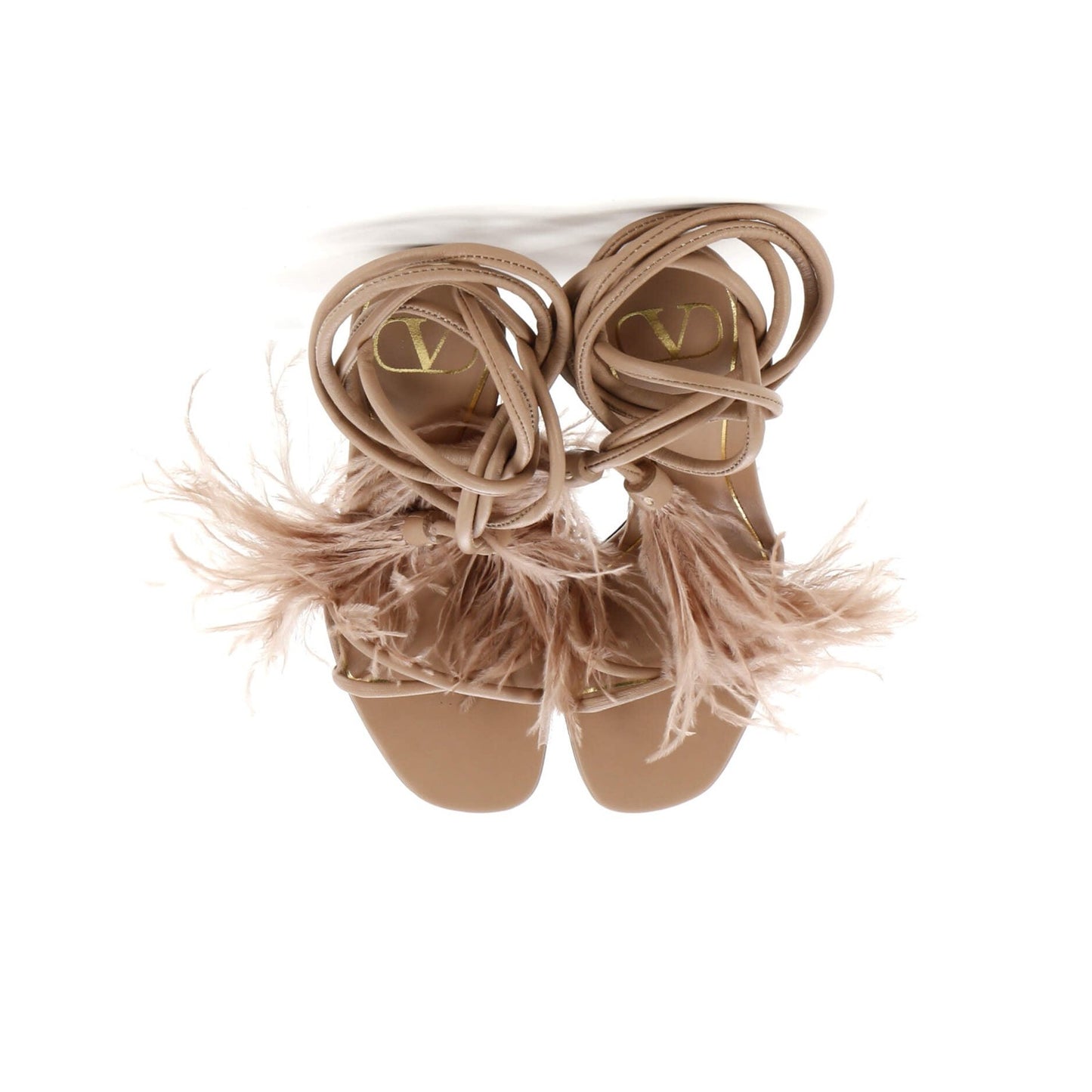 Valentino Garavani Women'S Upflair Heeled Sandals Leather With Feathers