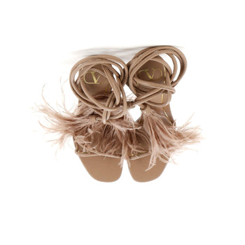 Valentino Garavani Women'S Upflair Heeled Sandals Leather With Feathers