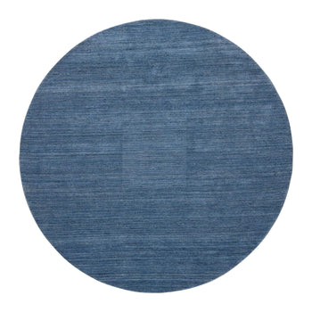 8'X8' Blue Modern Design Soft And Plush Wool Hand Loomed Round Rug