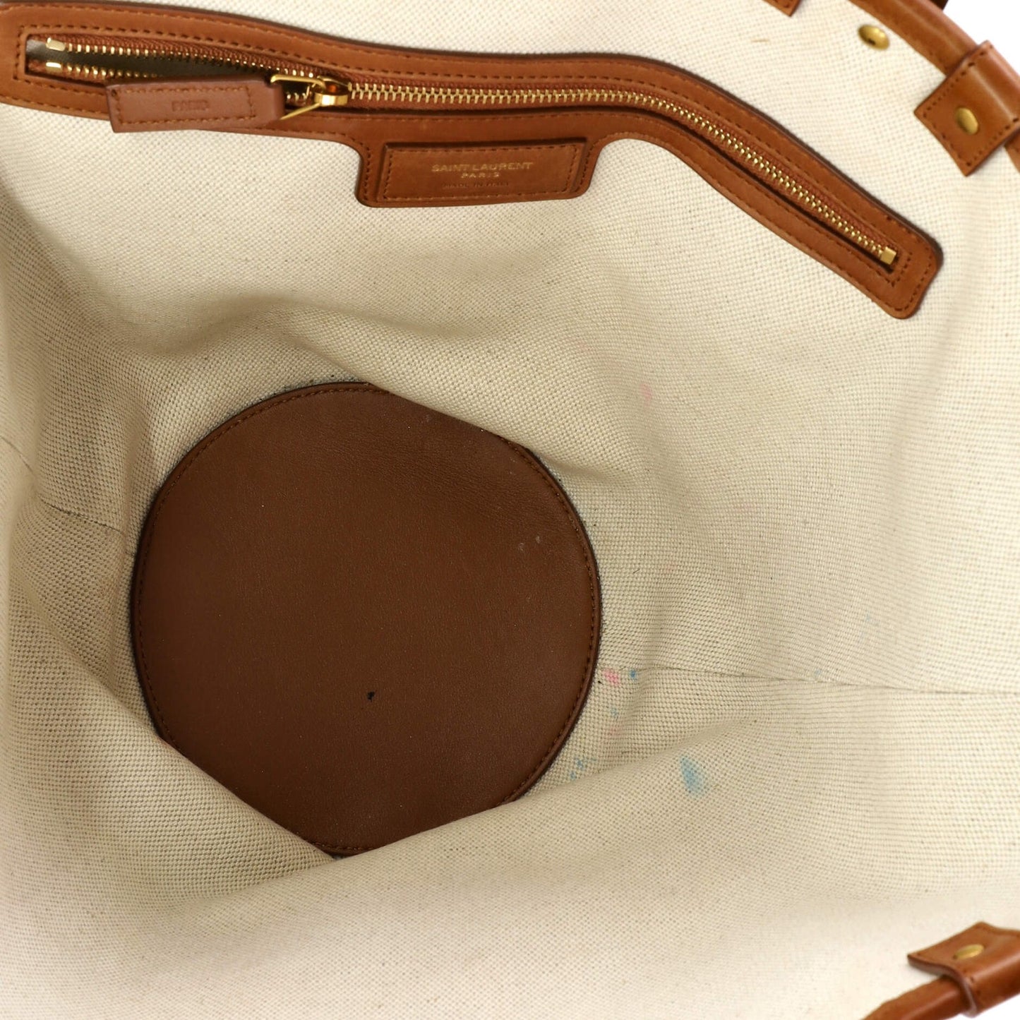 Saint Laurent Beatrix Panier Cut Out Tote Canvas With Leather