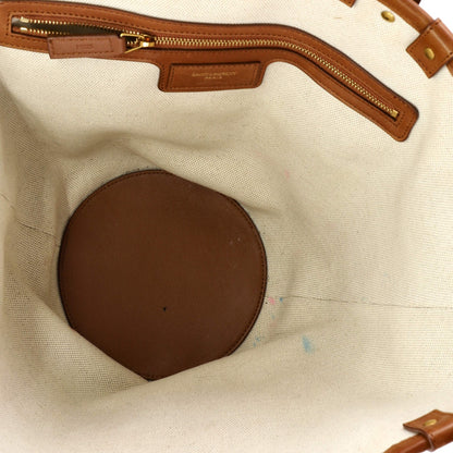 Saint Laurent Beatrix Panier Cut Out Tote Canvas With Leather