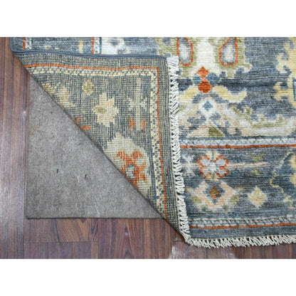 2'9"X9'9" Dark Gray Angora Oushak Wool Hand Knotted Runner Oriental Rug