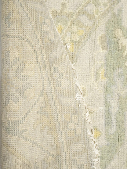 Hand-Knotted Cream Round Oushak Chobi Oriental