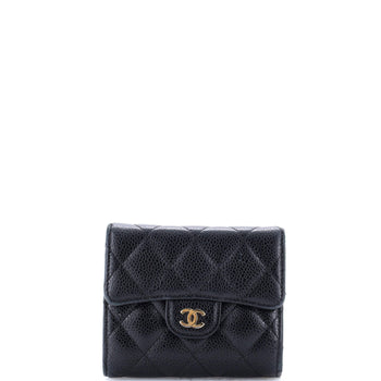 Chanel Cc Compact Classic Flap Wallet Quilted Caviar