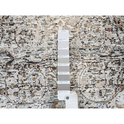 2'6"X16' Gray, Hand Knotted, Modern, Silk With Wool, Xl Runner, Rug