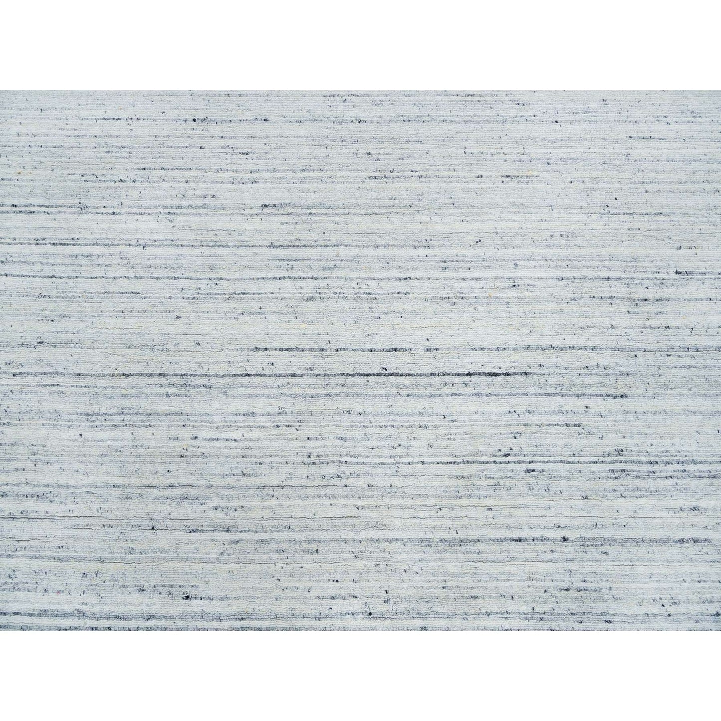 12'X12' Ivory Wool Hand Loomed Plain Modern Striae Design Round Rug