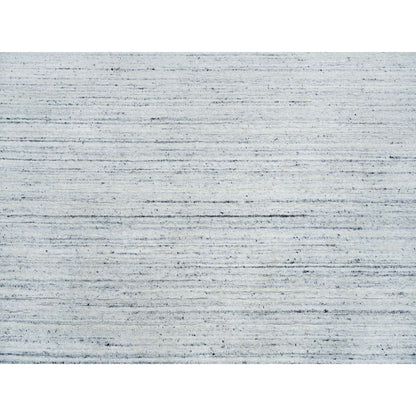 12'X12' Ivory Wool Hand Loomed Plain Modern Striae Design Round Rug