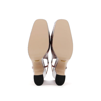 Gucci Women'S Horsebit Platform Slingback Pumps Python Embosssed Leather