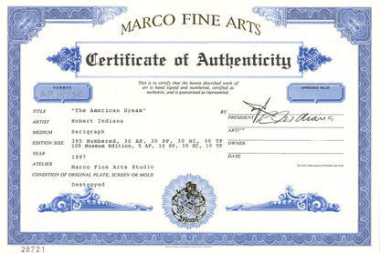 Robert Indiana The Wall " Serigraph Pop Art Black Blue Red Yello