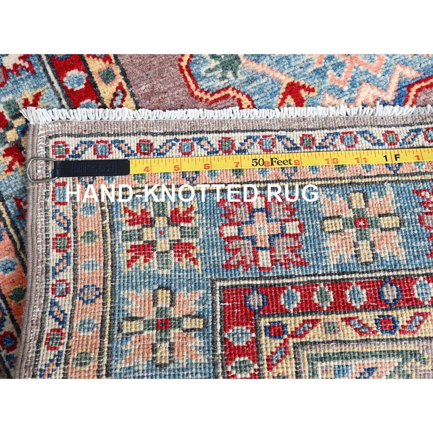 2'7"X9'3" Gray Hand Knotted Densely Woven Kazak Wool Runner Oriental Rug
