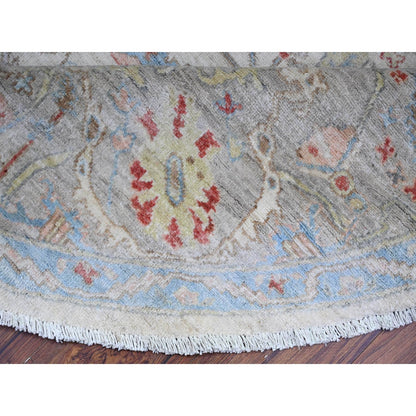 8'X8' White Ziegler Mahal Hand Knotted Pure Wool Round Oriental Rug