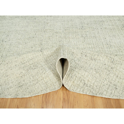 10'X10' Halo Gray Organic Wool Cord Plain Hand Woven Flat Weave Round Rug
