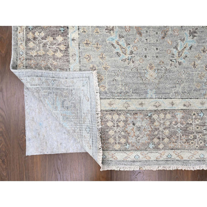 9'X12'1" Medium Gray Oushak Design Hand Knotted All Wool Oriental Rug