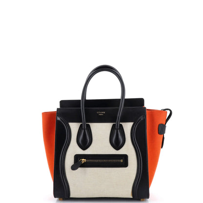 Celine Tricolor Luggage Bag Canvas And Leather Micro