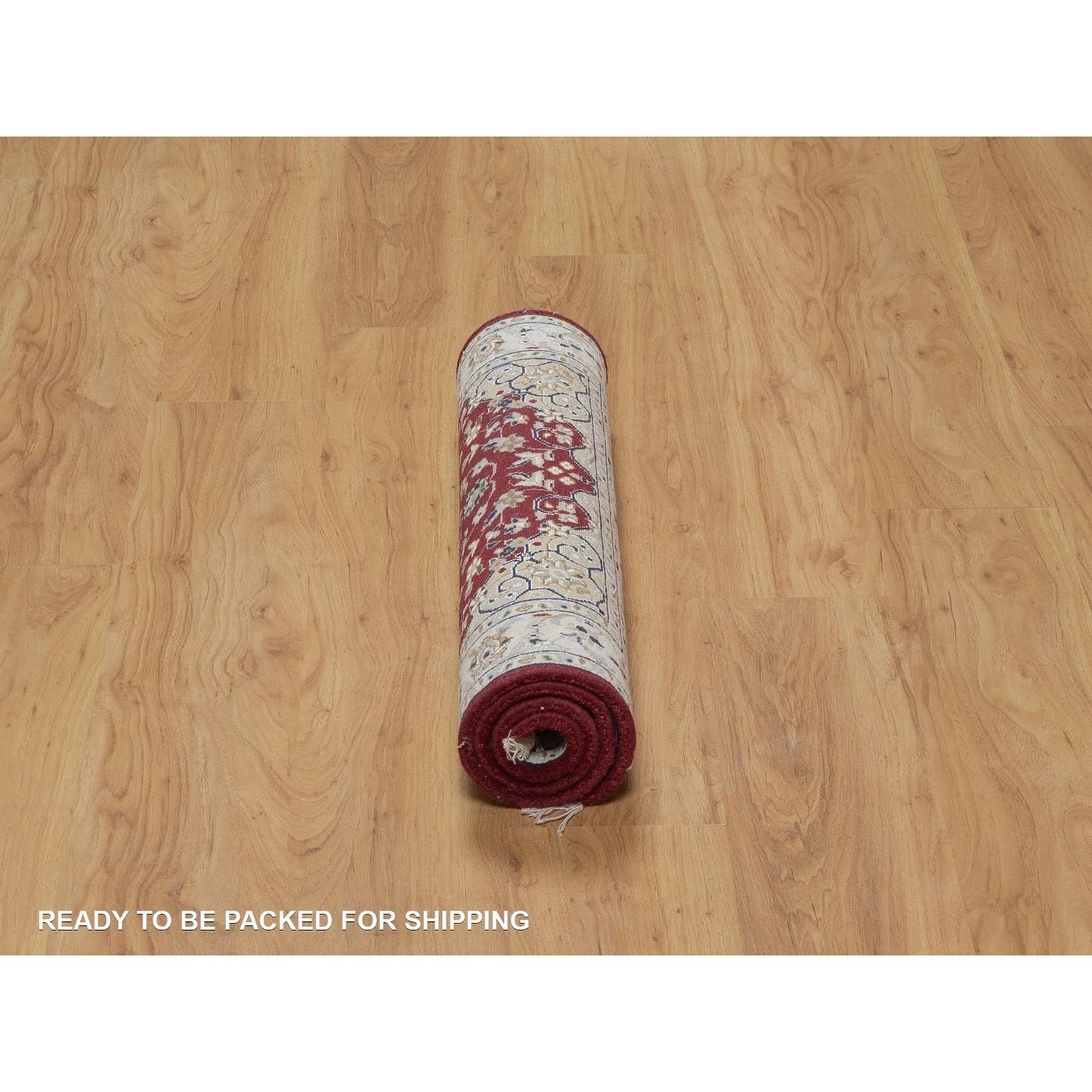 2'6"X4'1" Red Nain With Flower Design Hand Knotted Wool And Silk Mat Rug