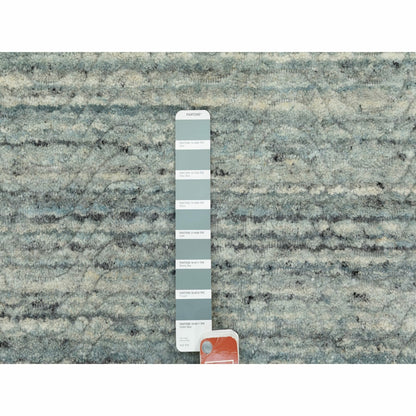 6'X6' Hand Loomed Variegated Text Design Round Wool Modern Oriental Rug