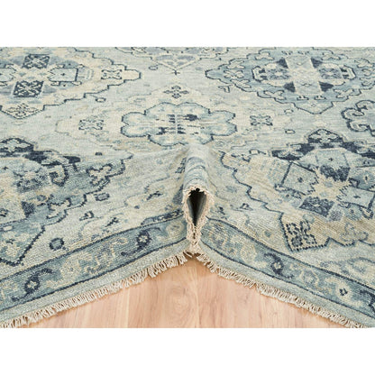 8'X10' Silver Gray Hand Knotted Anatolian Design Pure Wool Rug