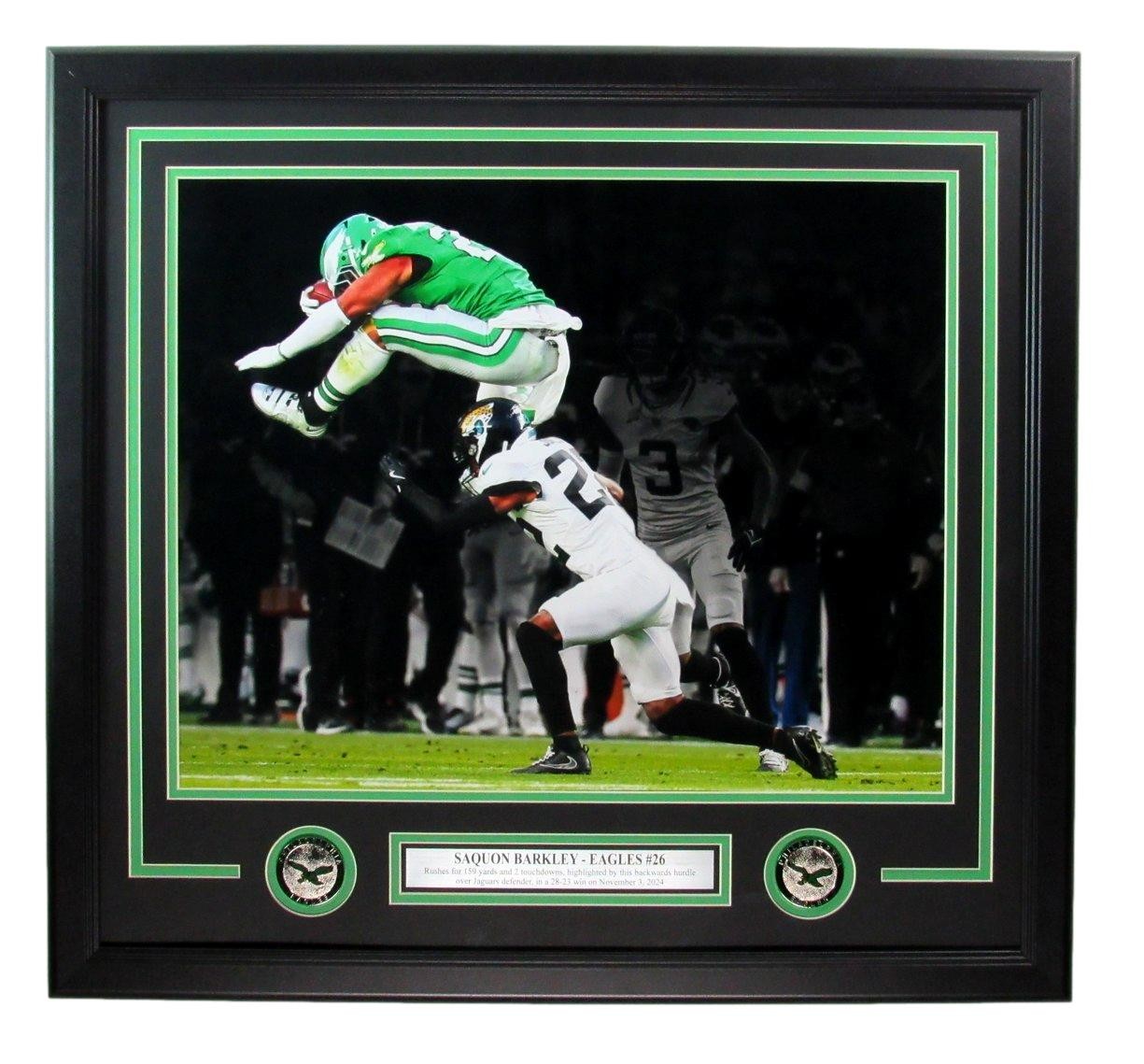 Saquon Barkley Unsigned "The Leap" 16X20 Photo Philadelphia Eagles Framed 193271