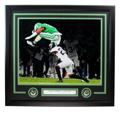 Saquon Barkley Unsigned "The Leap" 16X20 Photo Philadelphia Eagles Framed 193271