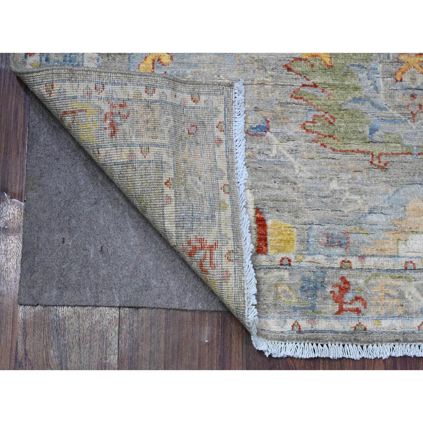 4'2"X9'6" Silver Fine Aryana All Over Design Wide Runner Oriental Rug