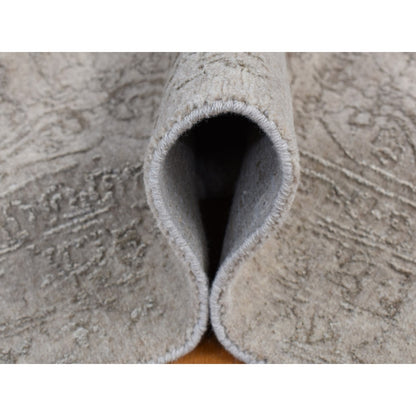 9'10"X14'1" Taupe Fine Jacquard Loomed Wool Silk Zoroastrian Design Rug