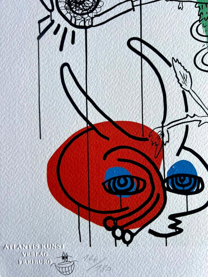 Keith Haring Lithograph Coa Signed Numbered Op