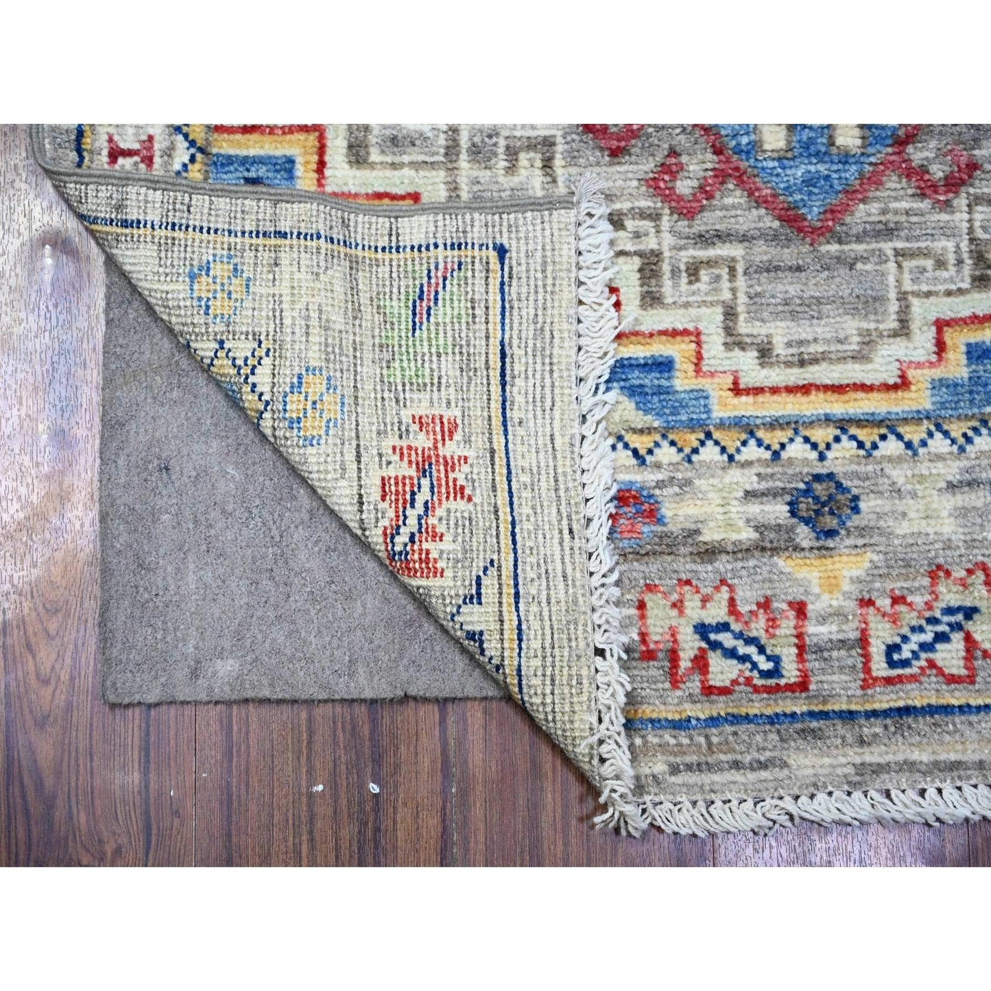 3'1"X9'9" Gray Angora Oushak Medallions Wool Hand Knotted Runner Rug