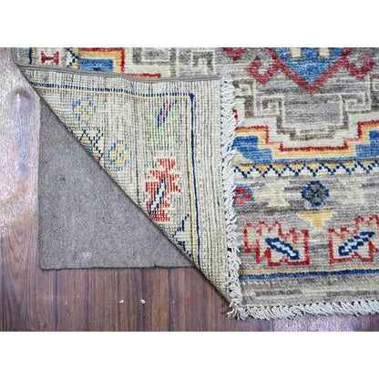 3'1"X9'9" Gray Angora Oushak Medallions Wool Hand Knotted Runner Rug