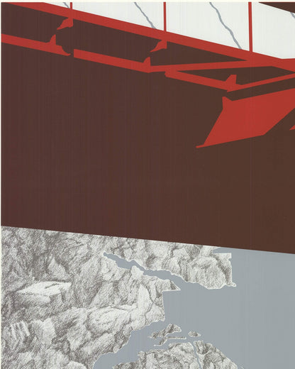 Allan D'Arcangelo Red Bridge Signed " Serigraph Pop Art Gray, Red