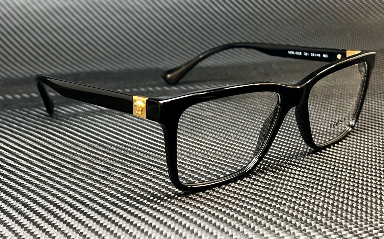 VERSACE VE3328 GB1 Black Gold Men's 56 mm Eyeglasses