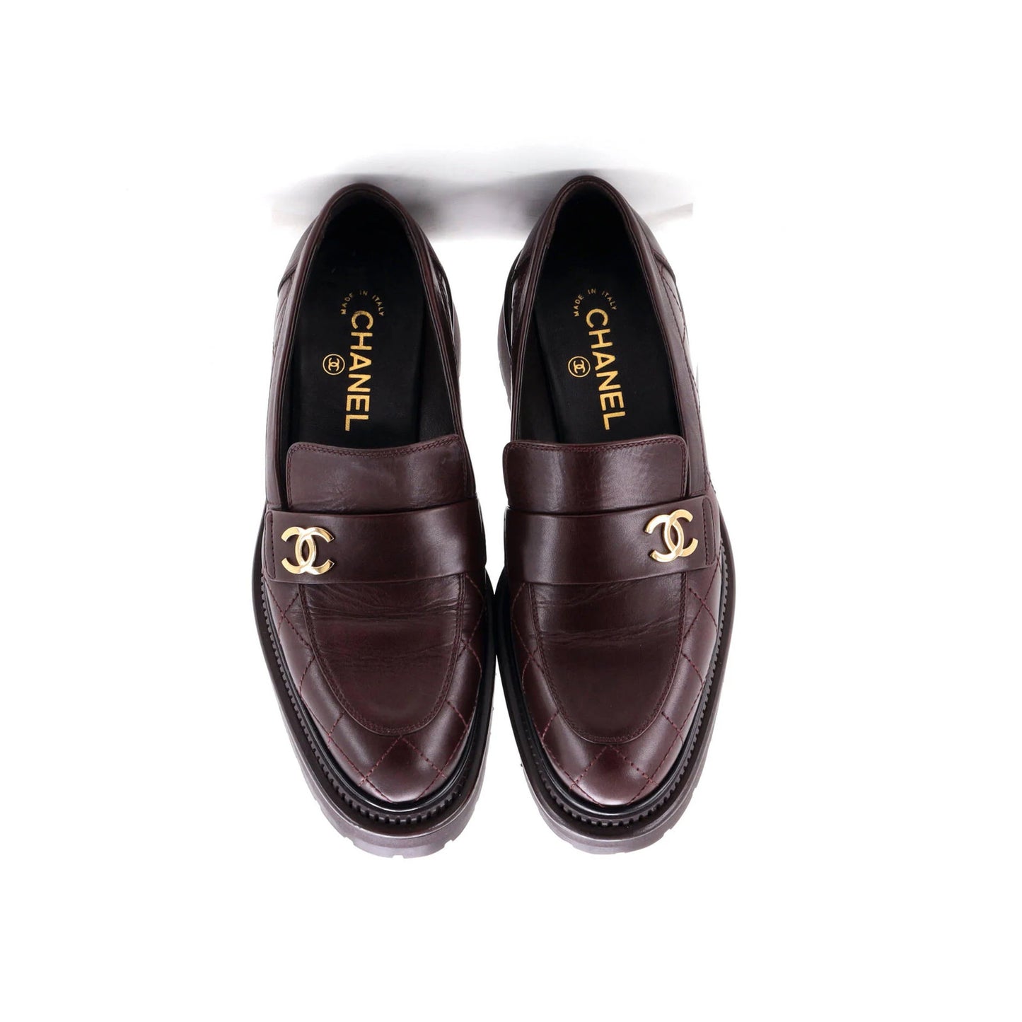 Chanel Women'S Cc Loafers Quilted Leather