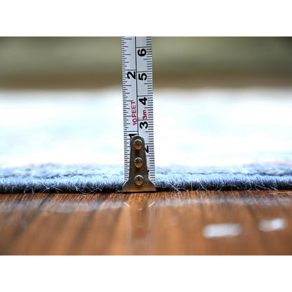2'10"X11'10" Blue Afghan Angora Oushak Pure Wool Hand Knotted Runner Rug