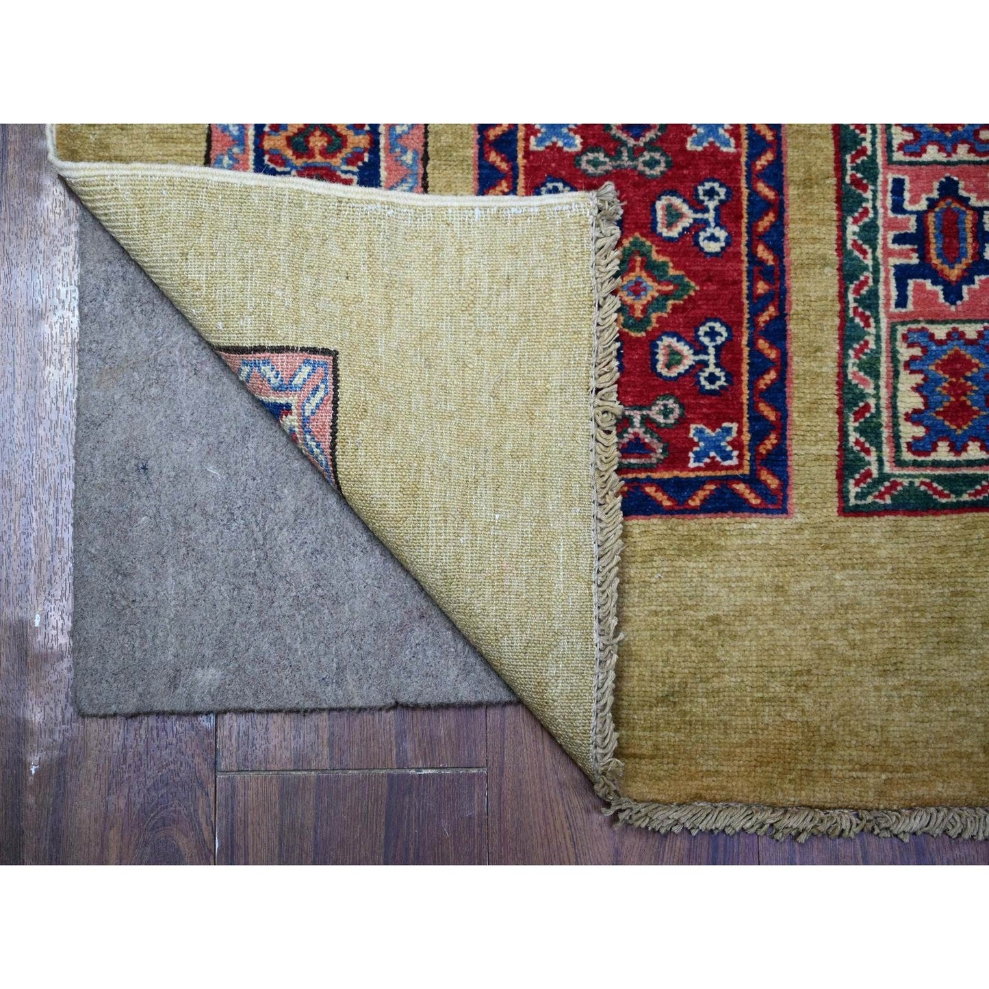 6'X8'6" Camel Brown Wool Afghan Super Kazak Hand Knotted Oriental Rug