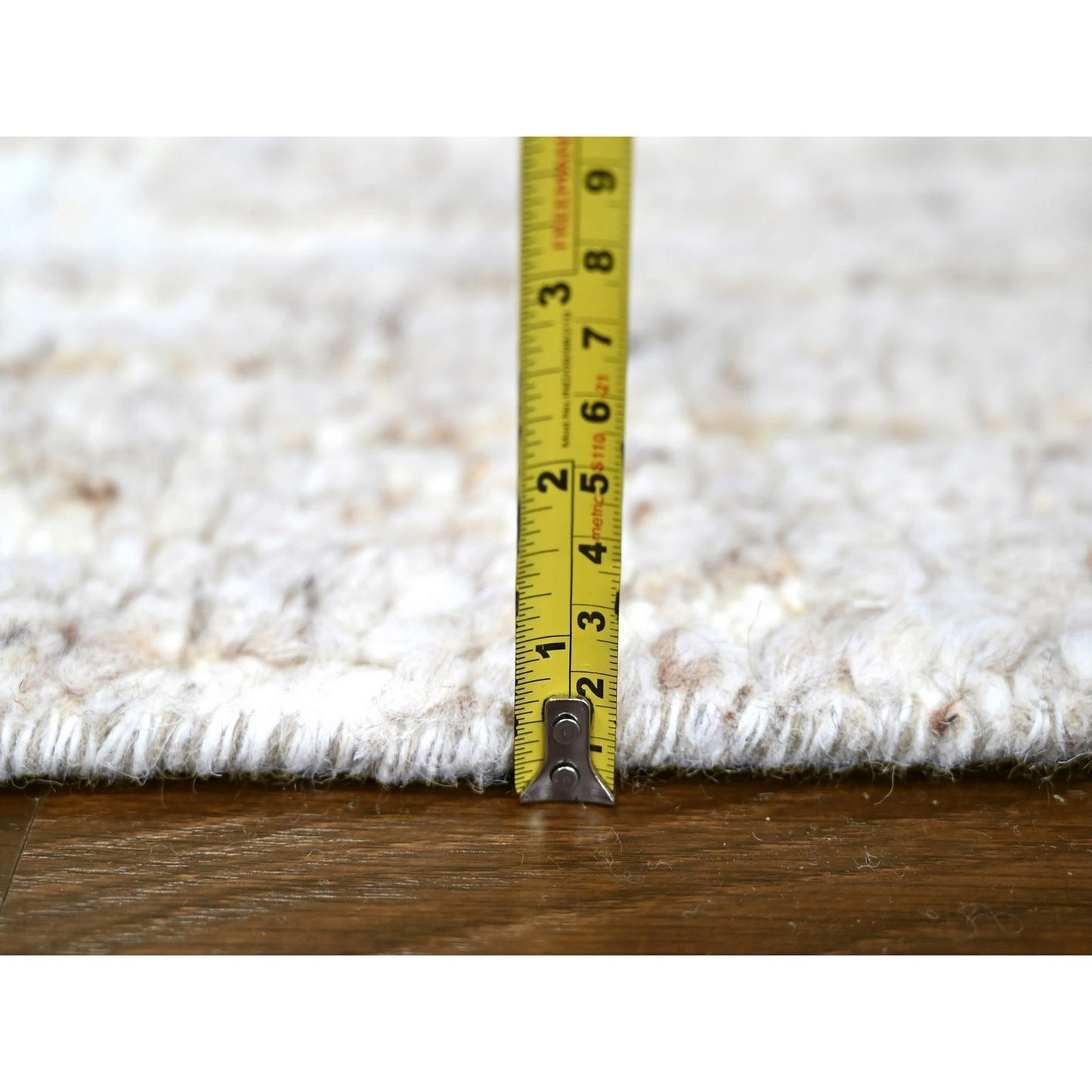 2'7"X9'10" Ivory Hand Knotted Minimalist Swedish Design Wool Runner Rug