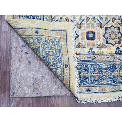5'10"x8'8" White Mamluk Dynasty Pattern Star Design Hand Knotted Wool Rug
