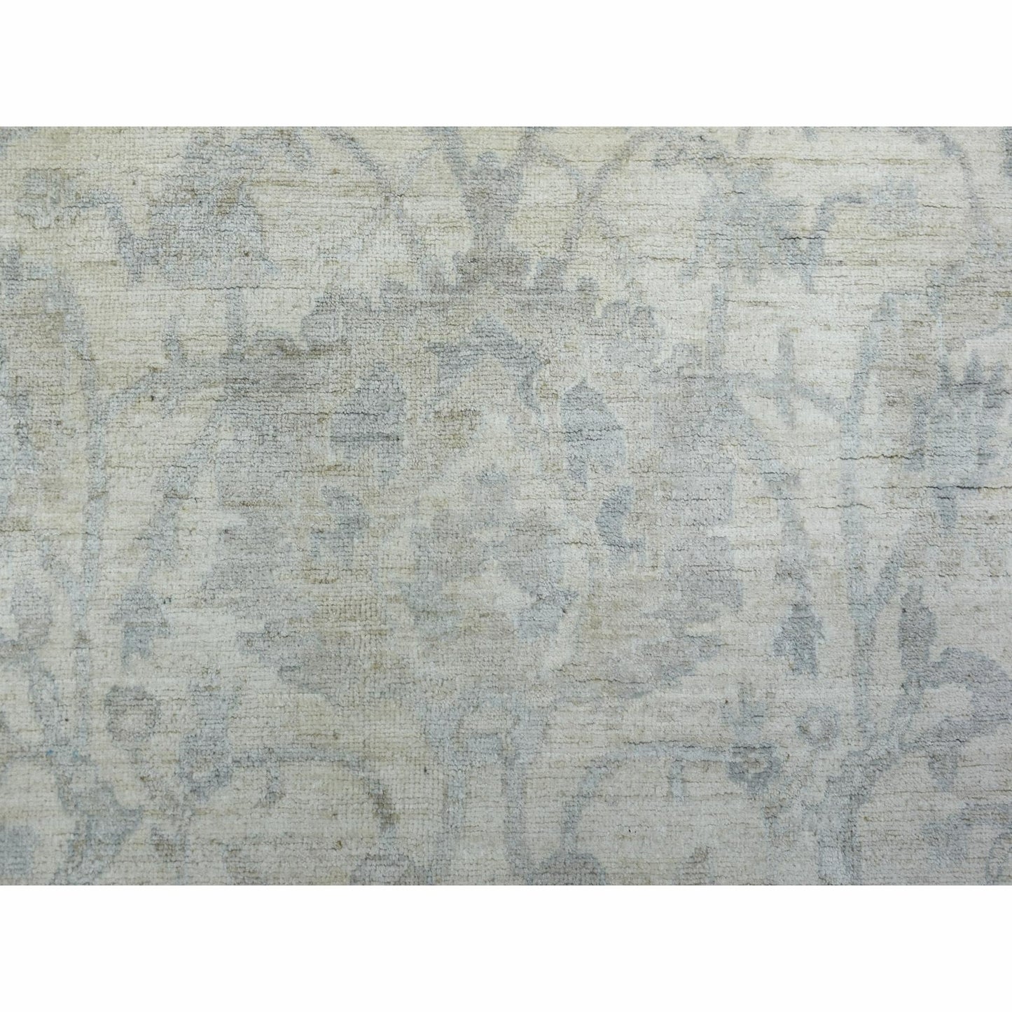 8'3"x9'8" Ivory White Wash Peshawar Organic Wool Hand Knotted Rug
