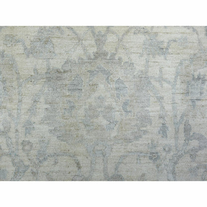 8'3"x9'8" Ivory White Wash Peshawar Organic Wool Hand Knotted Rug