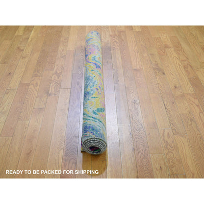 4'9"X6'7" The Lava Sari Silk With Textured Wool Hand Knotted Rug