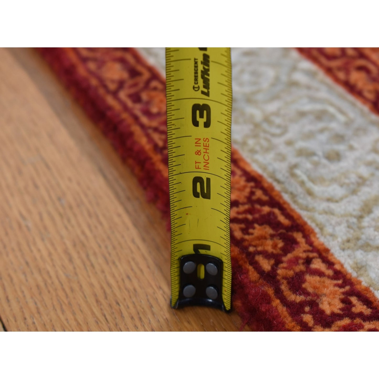 2'9"X11'10" Orange Tebraz Mahi Wool Dense Weave Hand Knotted Runner Rug