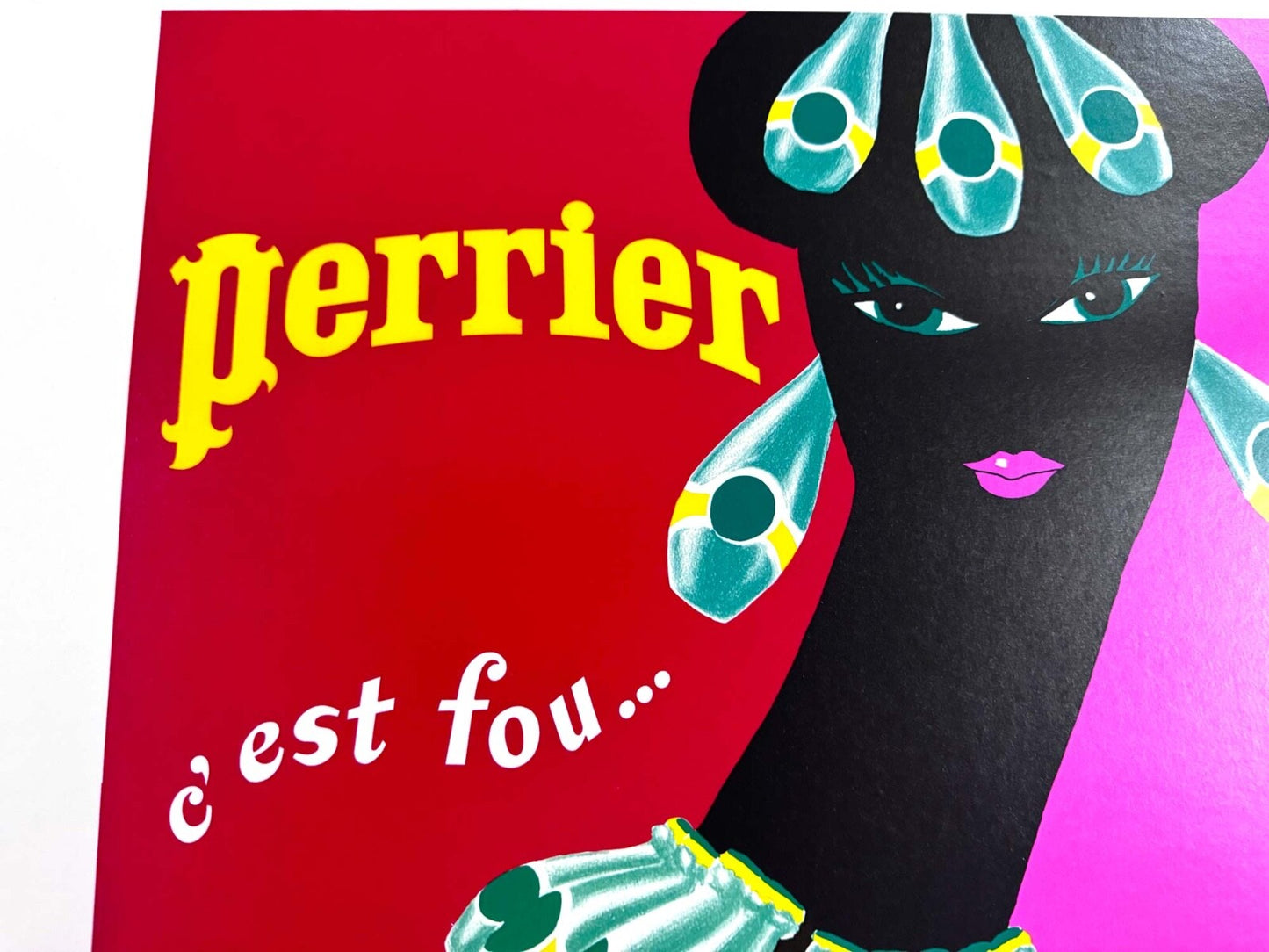 Villemot Perrier Femme Noir Necklace  1977 Authentic Original French Poster