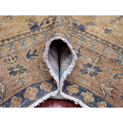 8'X9'1" Brown Overdyed Kazak Geometric Hand Knotted All Wool Squarish Rug