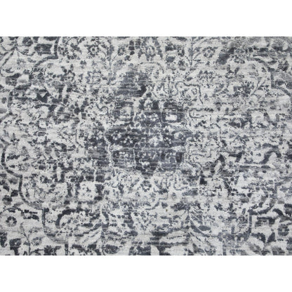 8'X8' Wool And Silk Hand Knotted Broken Design Round Fine Rug