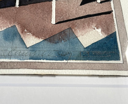 Robert H. Cumming (Usa) Original Painting Watercolor Collage On Paper Signed