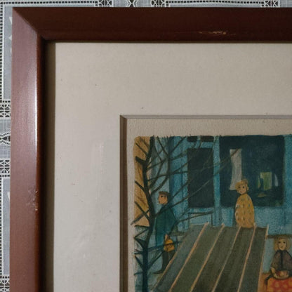 Nathalie Chabrier ( France) Original Lithograph Signed Framed Townscape