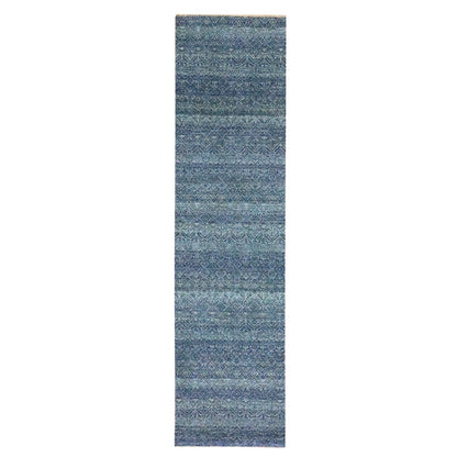 2'7"X10'2" Blue Kohinoor Herat Pattern Soft Wool Hand Knotted Runner Rug