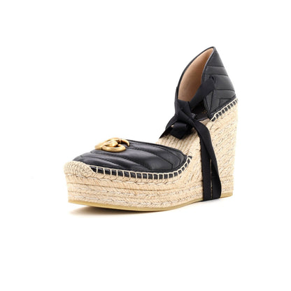 Gucci Women'S Gg Marmont Wedge Espadrilles Matelasse Leather