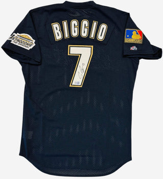 Craig Biggio Autographed Houston Astros Majestic 44Lg Practice Jersey Card (Tris