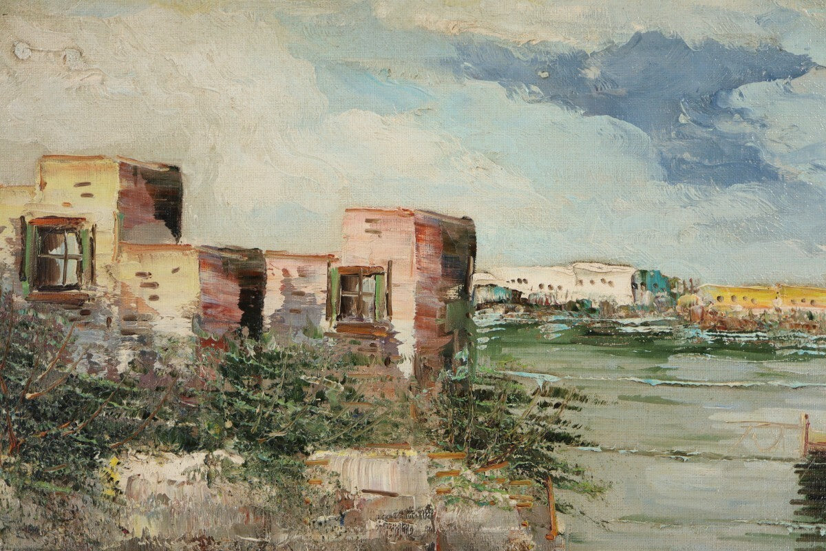 Alberto Corsini Napoli Harbor View Signed Original Oil Painting Italian Sea