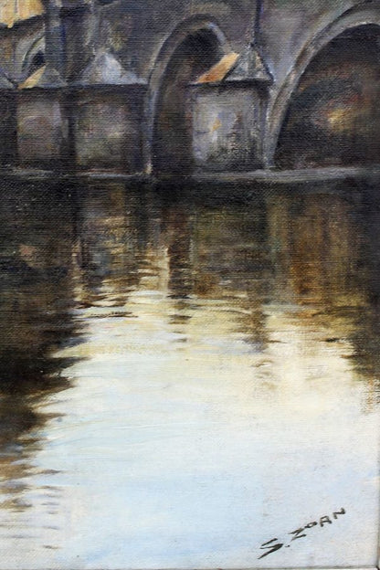 Salomon Zorn (Czech) Oil Painting "Prague Castle